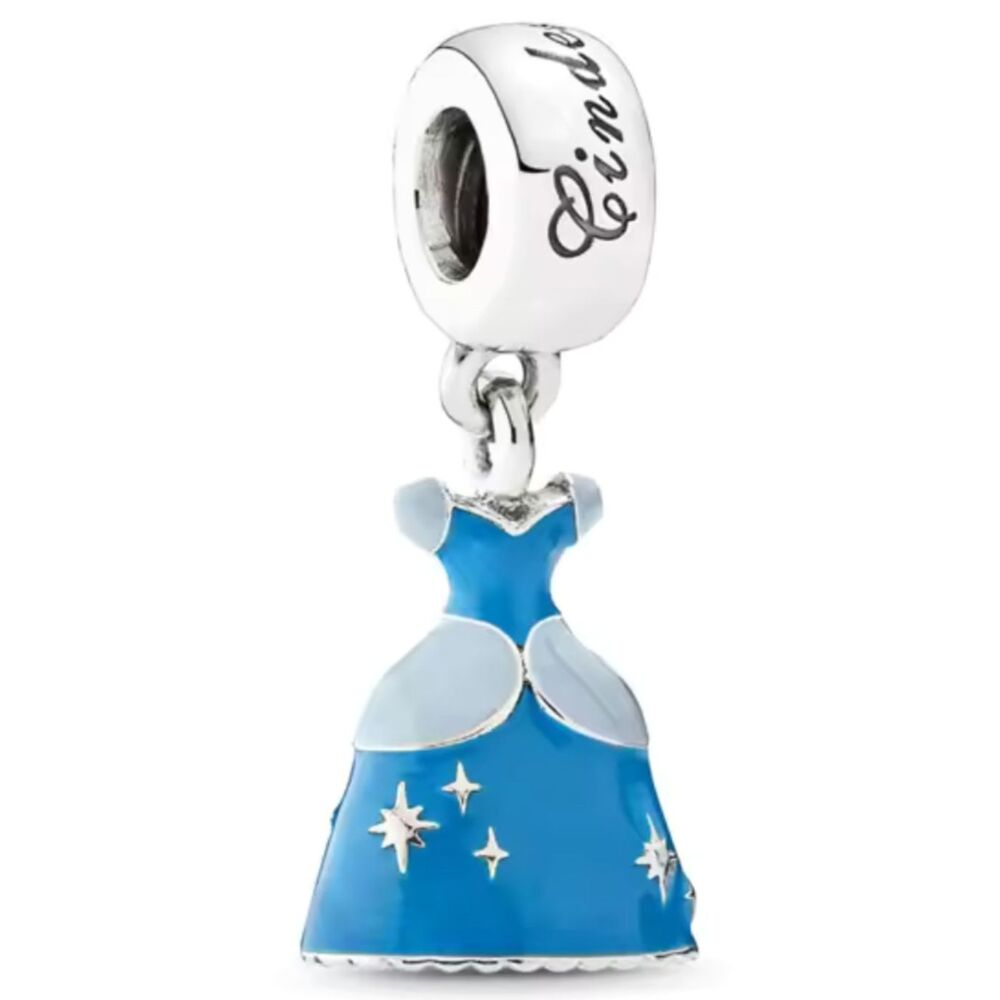 NWOT Cinderella's Azure Silver Dress Disney x Pandora FIT Dangle Charm